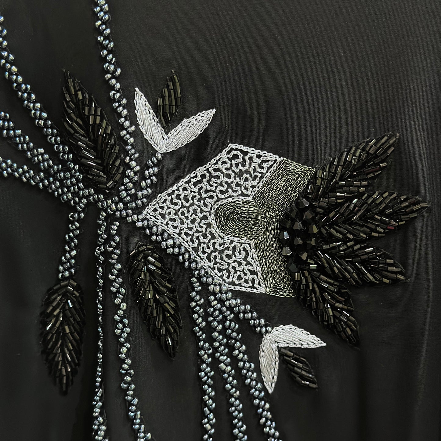MN Occasions | Handmade Beaded Embroidered Abaya - Midnight Black