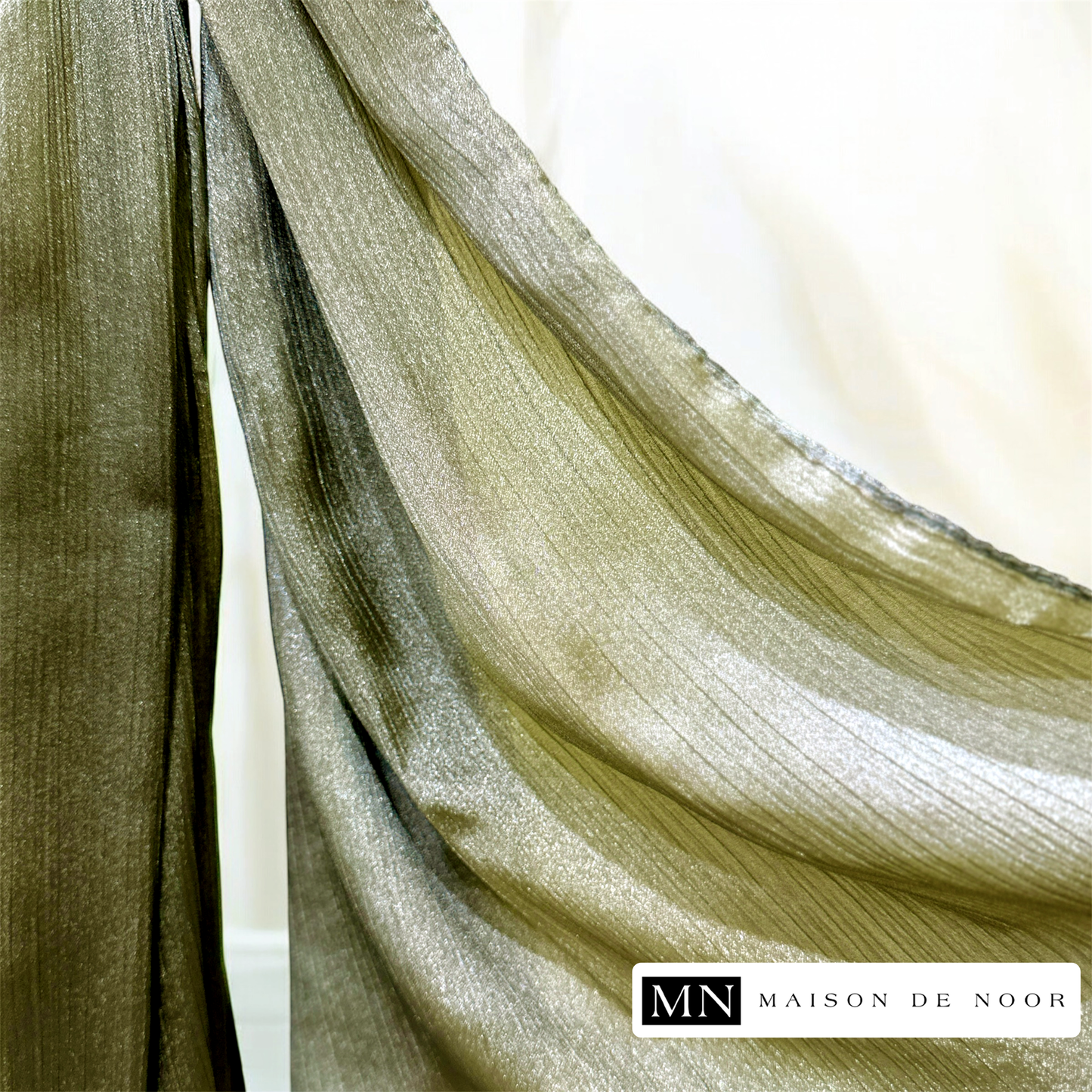 Thin Satin Scarf - Olive