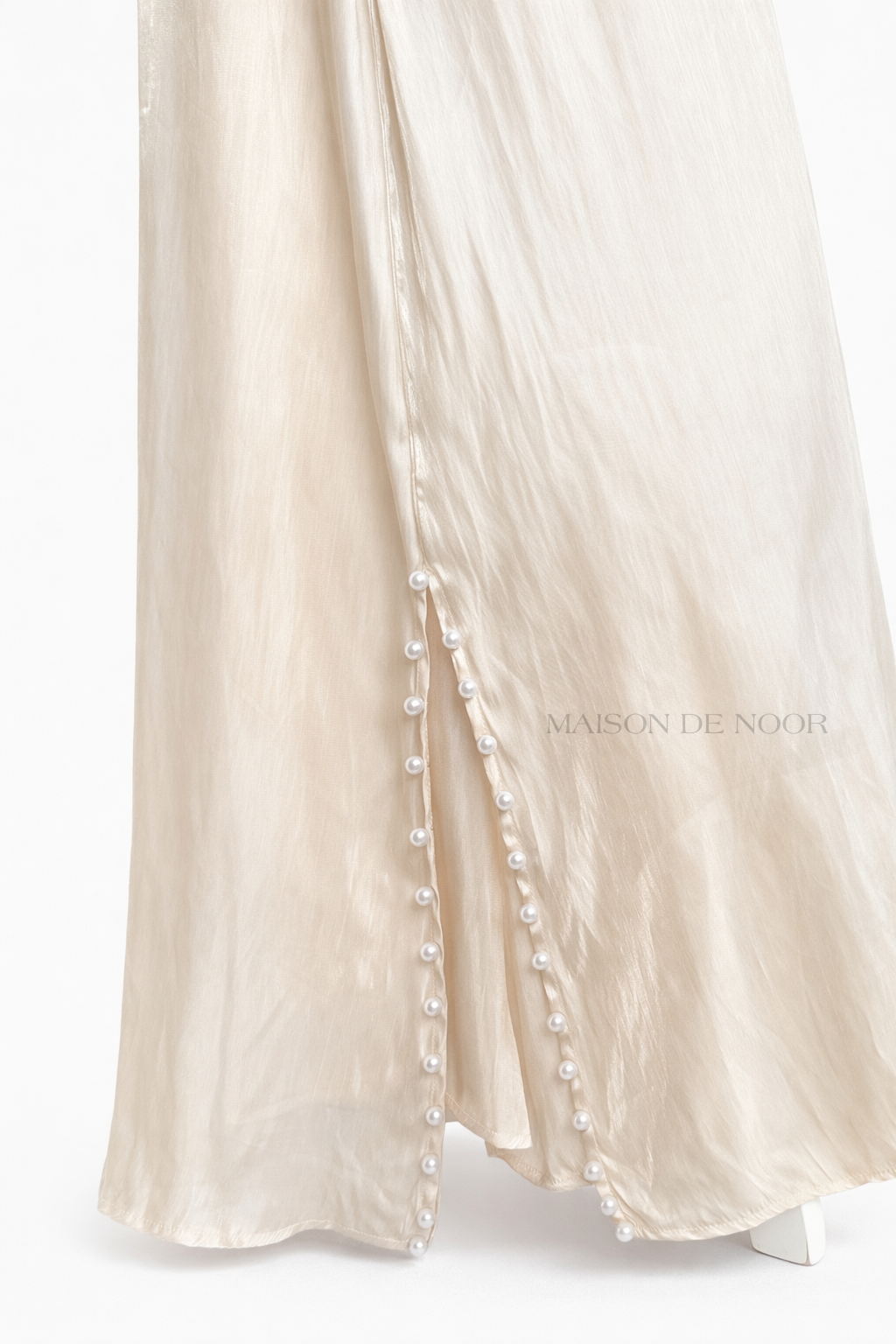 Pearl Embellished Abaya 5-Piece Set - Shimmery Gold