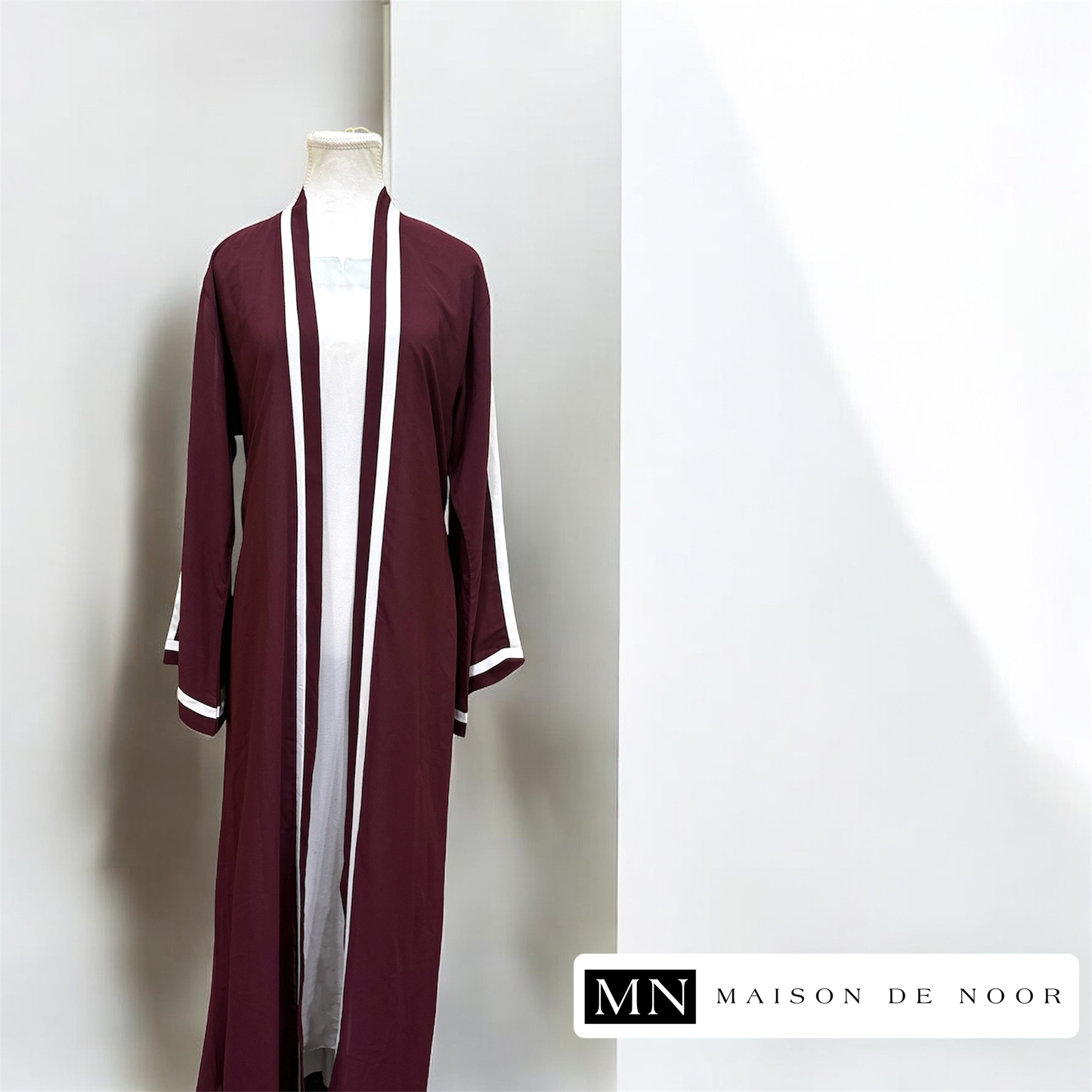 MN Essentials | Varsity Open Abaya - Maroon | FINAL SALE