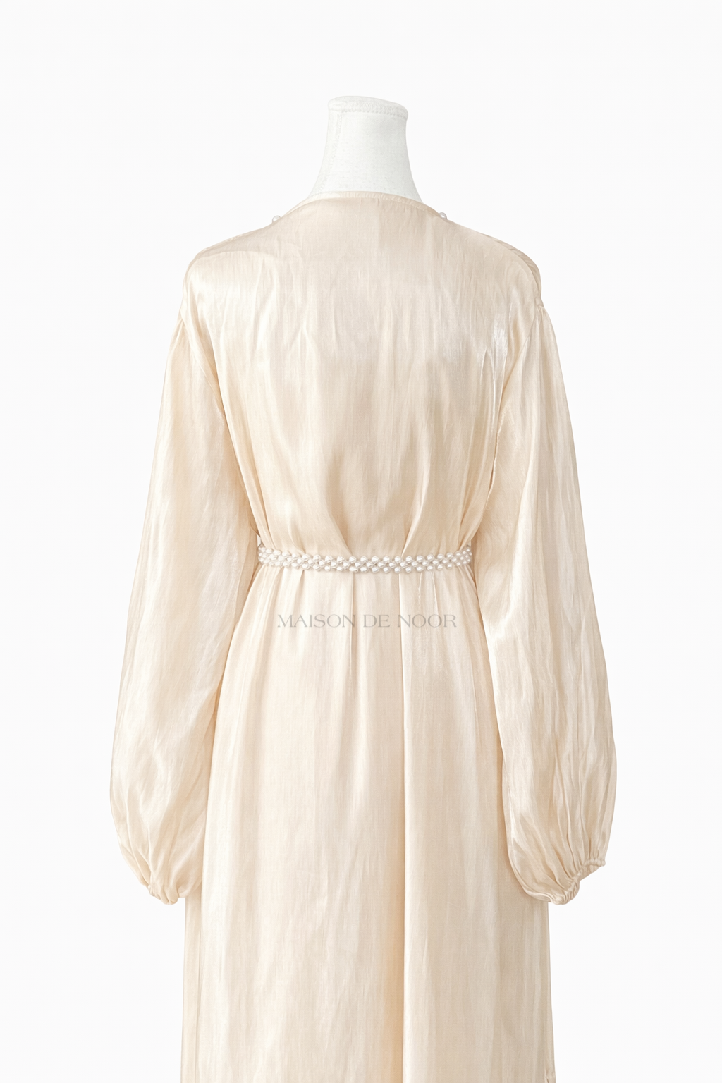 Pearl Embellished Abaya 5-Piece Set - Shimmery Gold