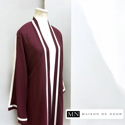 MN Essentials | Varsity Open Abaya - Maroon | FINAL SALE