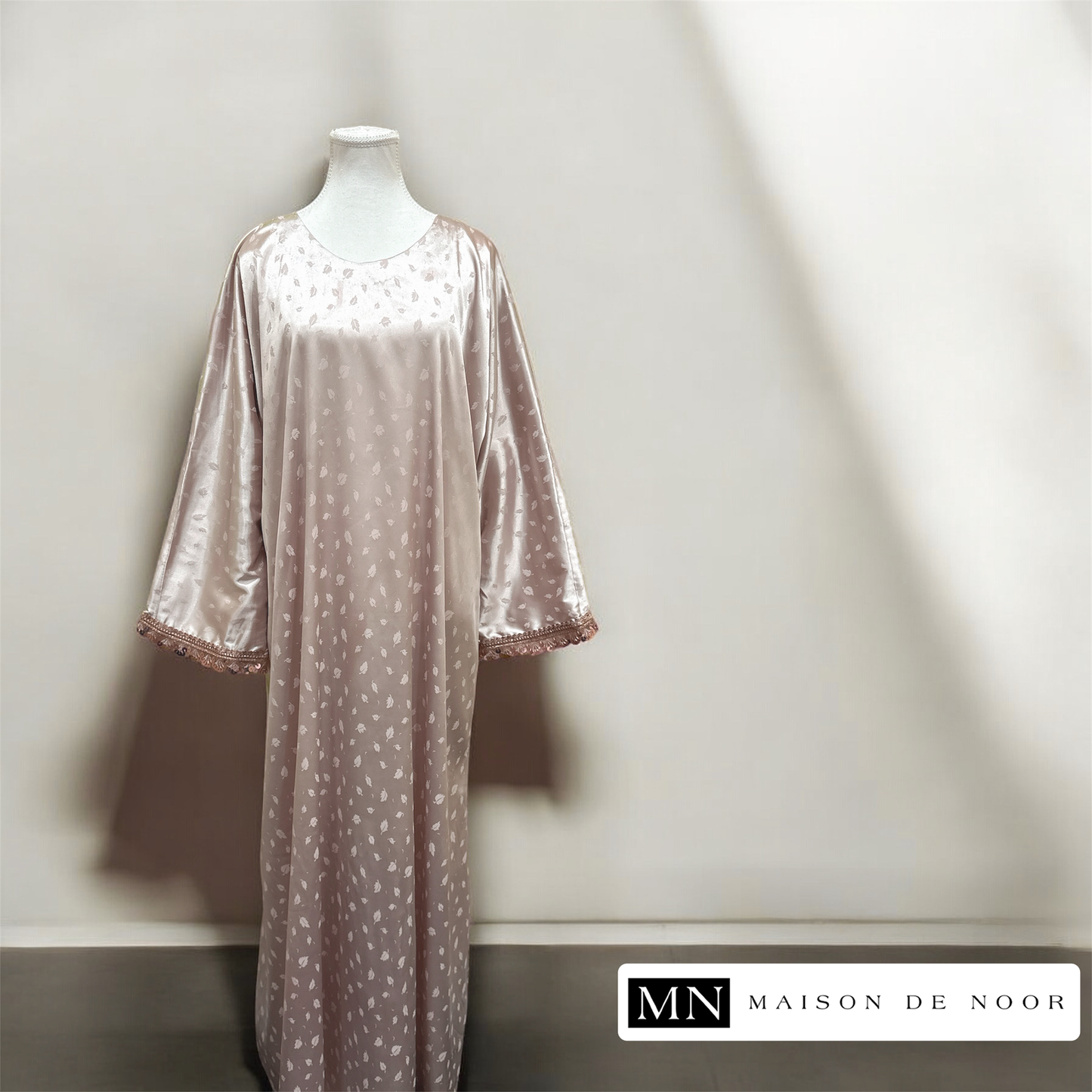 MN Occasions | Luxe Satin Belted Abaya - Rose Gold - LIMITED EDITION